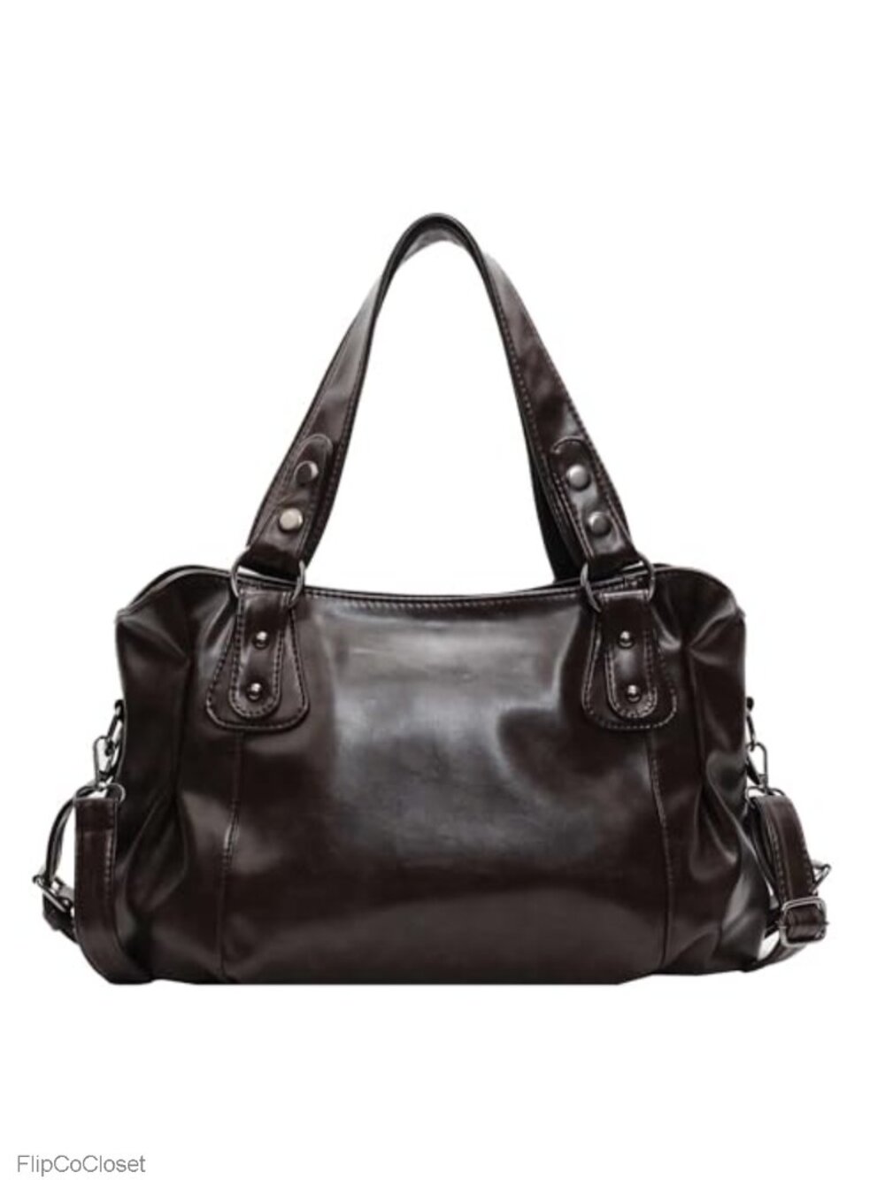 Vintage Y2K Faux Leather Hobo Shoulder Bag Large Tote